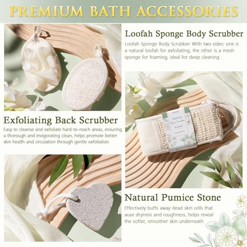 Birthday Gifts for Women, Bergamot Jasmine Relaxing Spa Gift Baskets for Women Self Care Package Bath Gift Set, Home Bath and Body Kit Pampering Easter Gifts for Womens Her Mom Friends Sister Wife