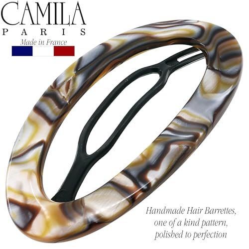 French Hair Barrette Clip Onyx 3x2 Inch Handmade No Slip Strong Hold
