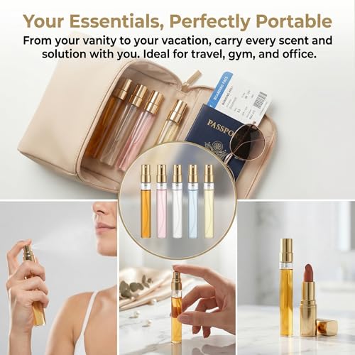 Mini Travel Perfume Bottles Set - 50 Clear Glass Refillable Spray Bottles