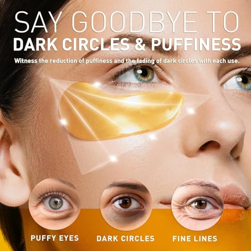Under Eye Patches for Dark Circles - 24K Gold Collagen Cooling Gel Eye Mask with Retinol & Hyaluronic Acid, Reduces Puffy Eyes & Fine Lines Delays Aging Treatment Women/Men(30 Pairs)