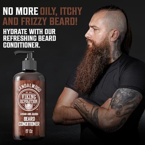 Viking Revolution Sandalwood Beard Conditioner 17 oz - Moisturizes & Softens