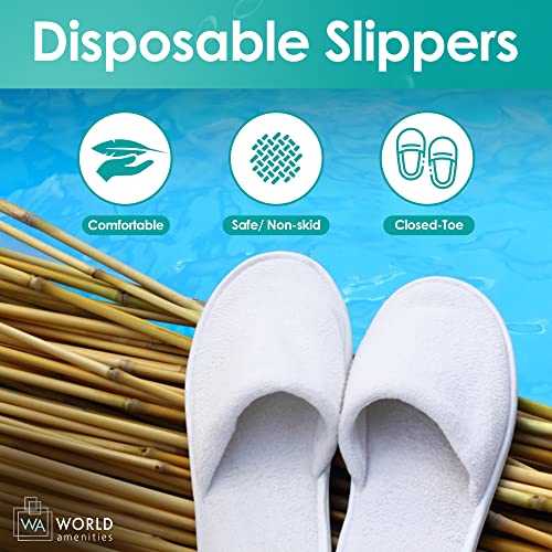Bulk Unisex Spa Slippers - 10 Pairs, Closed Toe, Individually Wrapped, Hotel Slippers
