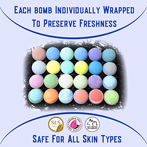 Men's Bath Bomb Gift Set - 24 Therapeutic Aromatherapy Spa Fizzies for Relaxation & Skin Care