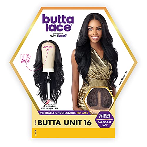 Sensationnel Butta LaceWig Unit 16 1B OFFBLACK HD Lace Front Synthetic Wig - Pre-Plucked, Natural Hairline