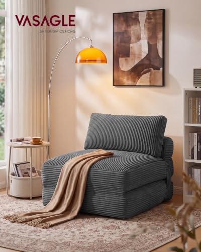 VASAGLE Lead Gray Folding Sofa Bed with Pillow - Convertible Sleeper Chair