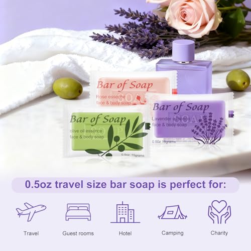 Bulk Bar Soap Travel Mini Soap Bars 0.5 oz,Guest Soaps Small for Bathroom,Hotel Soap Bars for Hotel Hospitality Homeless(Olive Oil,Rose and Lavender,Pack of 60)
