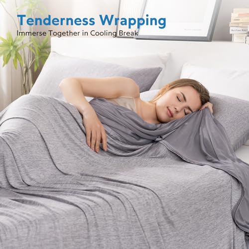 HOMFINE Cooling Blanket Queen 90x90 Grey for Hot Sleepers, Double-Sided Nano Fiber