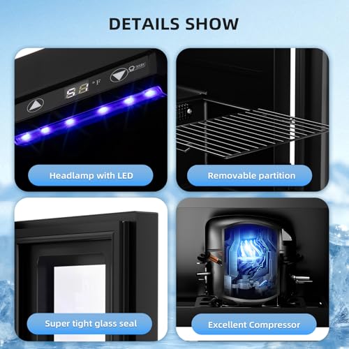 Black Antarctic Star 18L Beverage Refrigerator Cooler 24 Can Mini Fridge with LED Light