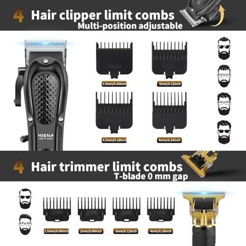 HIENA PRO 4-in-1 Cordless Hair Clipper Grooming Kit Black B for Men