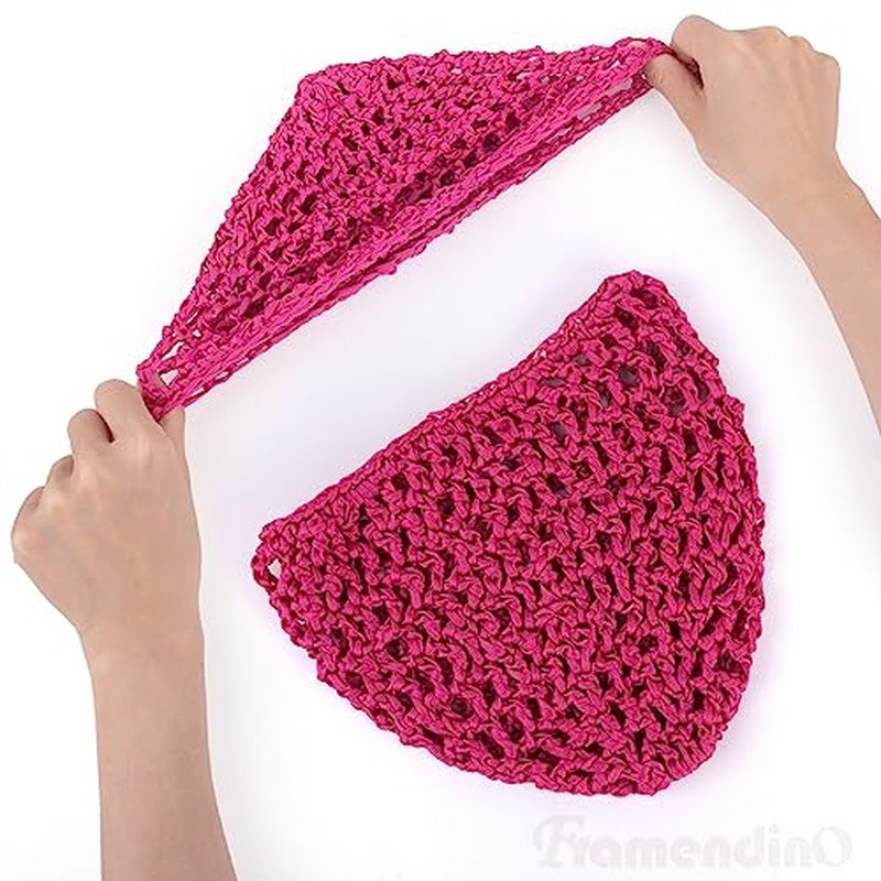 Framendino, Mesh Crochet Hair Net Rayon Knit Snoods Hat Hairnet Snood Cover Ornament for Night Sleeping Hair Accessories