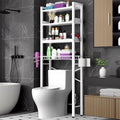 White Over The Toilet Storage Cabinet with 4 Tiers, Adjustable Shelves, Waterproof Feet Pad