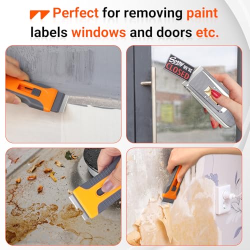 WRAPXPERT Single Edge Razor Blades,100 Pack Razor Blades Single Edge,Stainless Steel Blade for Standard Scraper Tool,Glass & Paint Scraper