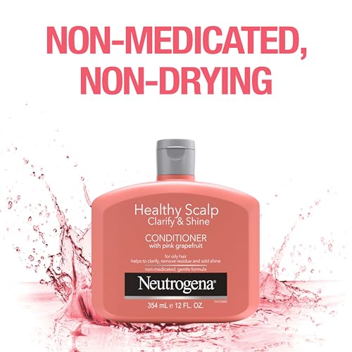 Neutrogena Exfoliating Healthy Scalp Clarify & Shine Conditioner for Oily Hair and Scalp, Anti-Residue Conditioner with Pink Grapefruit, Paraben & Phthalate-Free, Color-Safe, 12oz