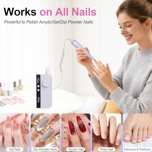 Professional Nail Drill Machine 45000RPM Electric Nail File Kit for Acrylic Gel Nails - White