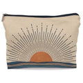 Abstract Boho Sunburst Sunrise Sunset Ocean Landscape Makeup Bag, Mid-Century Modern Art Cosmetic Bag for Women Girls, Travel Makeup Bag, Gift for Boho Lovers Teen Girls