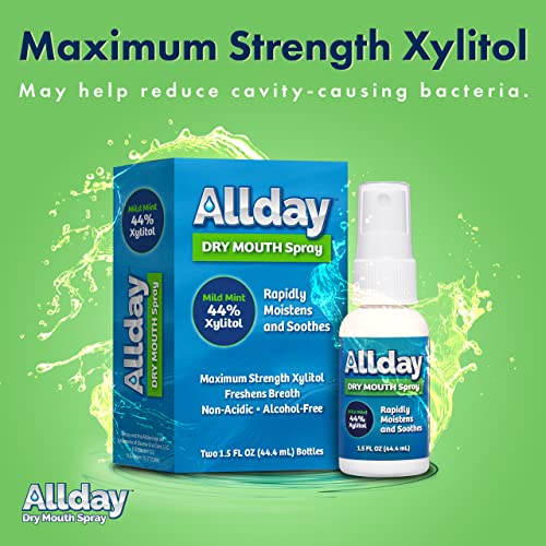 Allday Dry Mouth Spray Max Strength with Xylitol - 1.5 Fl Oz Pack of 8