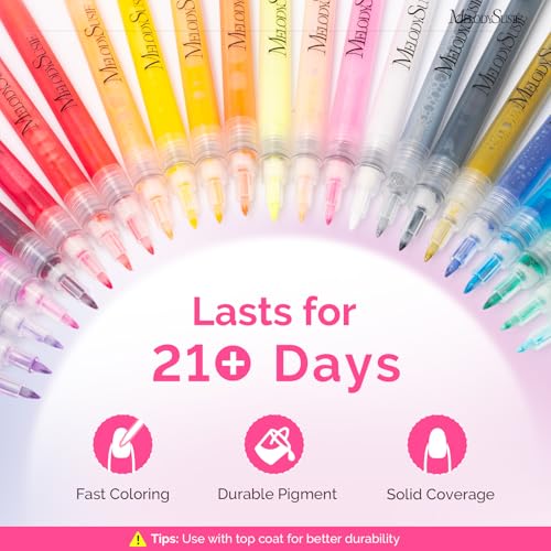 MelodySusie 24-Color Nail Art Pen Set 0.7MM Fine Tip for Detailed Nail Designs