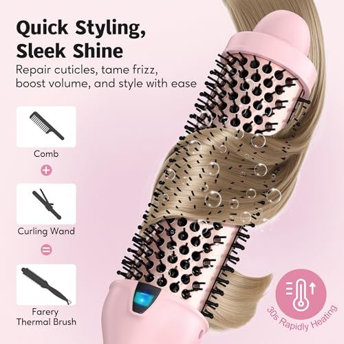 Long Barrel Thermal Curling Wand for Big Bouncy Curls - 1.5 Inch Hot Hair Brush
