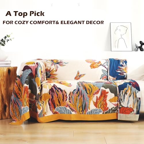 Cali King Boho Throw Blanket Floral Bird Butterfly Pattern Organic Cotton Oversized 91x108
