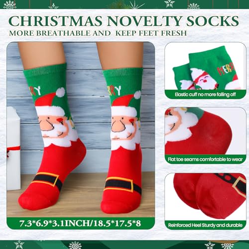 Shihanee 40 Pcs Christmas Gifts Bulk for Women 20 Pcs Christmas Canvas Makeup Bags and 20 Pairs Funny Xmas Socks Santa Snowflakes Snowman Reindeer Cosmetic Bags and Sock for Adults Coworker Employee