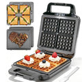FineMade 3-in-1 Belgian Waffle Maker with Removable Plates - Large Family Grill & Sandwich Press