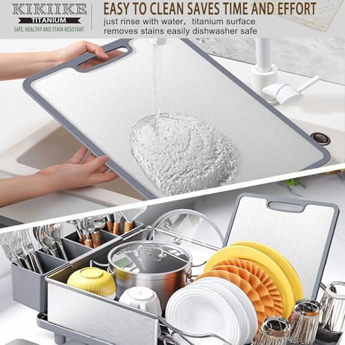 Titanium Cutting Board Set of 3 - Double-Sided Non-Slip Kitchen Chopping Boards - Small, Medium, Large