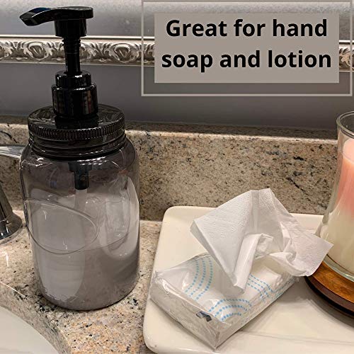 Bottiful Home-24 oz Plastic Refillable Wide-Mouth Jar Style Pump Bottle Dispenser Set of 4 for Thick Liquids (Gray)