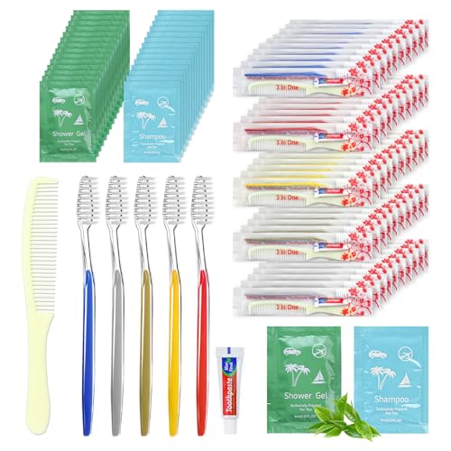 40 Pack Disposable Hygiene Kits with Toothbrush, Toothpaste, Comb | Travel & Donation Set