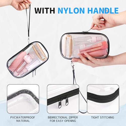 6 Pack Clear Hard Shell Zipper Cosmetic Cases with Handle - Waterproof Travel Organizer, Medium & Small Variants