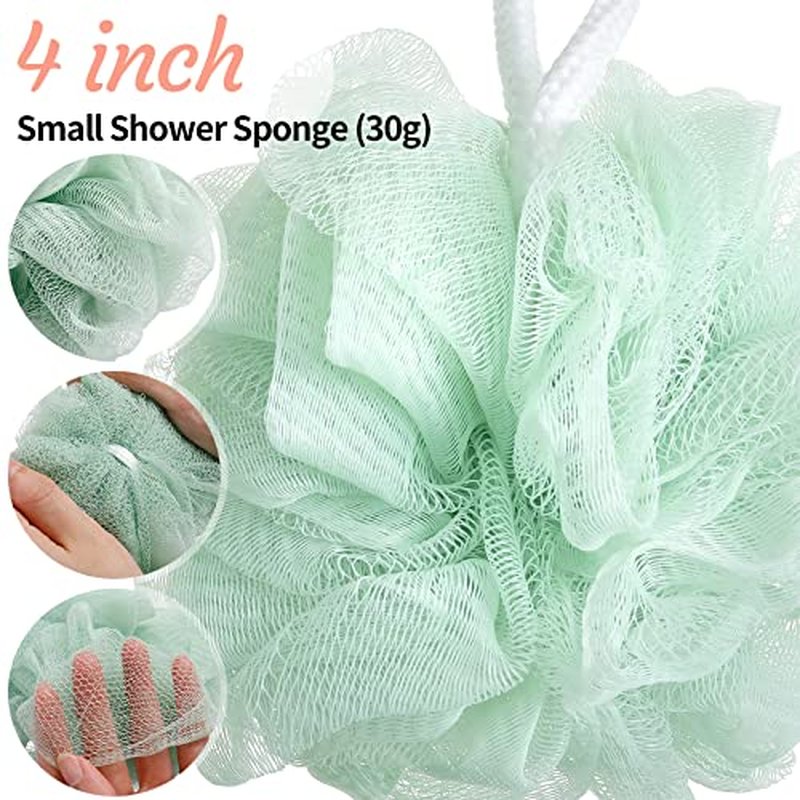 100 Pieces Bath Loofah Bulk Packs 30gram Shower Loofah Sponge Body Scrubber Shower Pouf Assorted Colors Sponge Ball Soft Mesh Puffs Exfoliating Body Bath Scrunchies for Men and Women