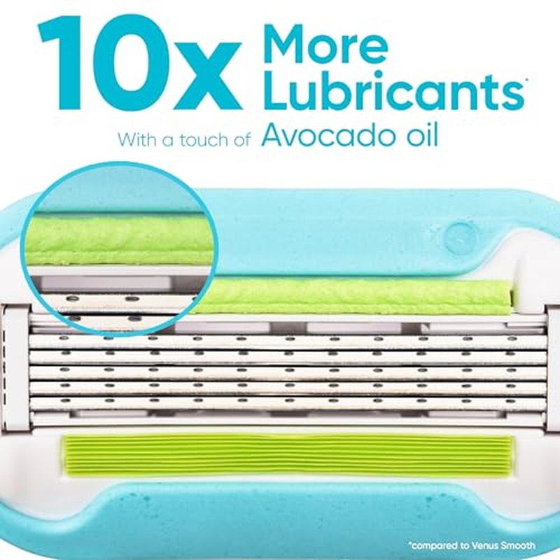 Gillette Venus Extra Smooth Razor for Women, Includes 1 Reusable Razor Handle + 4 Refills, 5-Bladed, Ergonomic No-Slip Gel Handle and Shower Holder, Holiday Gifts for Women