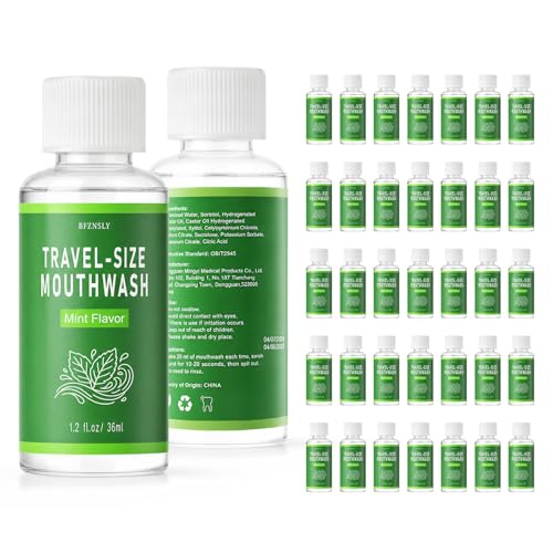 50 Pcs Travel Size Mouthwash Bulk - Portable Alcohol-Free Mini Mouthwash