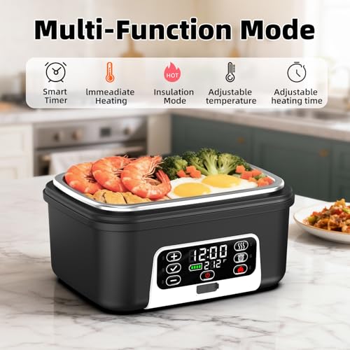 Electric Heated Lunch Box AA Variation - 6.3 Cups Cordless Food Warmer with Rechargeable Battery