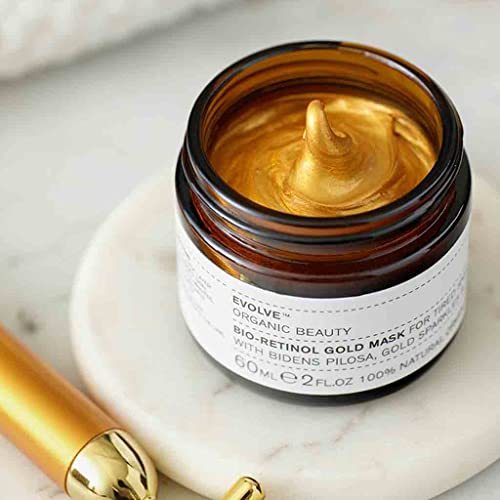 Evolve Organic Beauty - Natural Bio-Retinol Gold Face Mask | Small-Batch, Vegan Clean Beauty (2 oz | 60 mL) Packaging May Vary