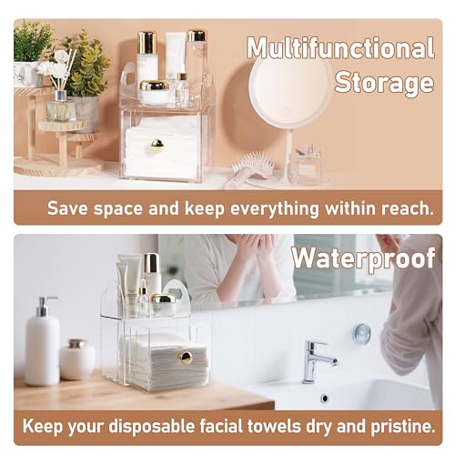 Dual-Purpose Acrylic Face Towel Storage Box with Drawer - Compatible with XL Towels & Makeup Organizer