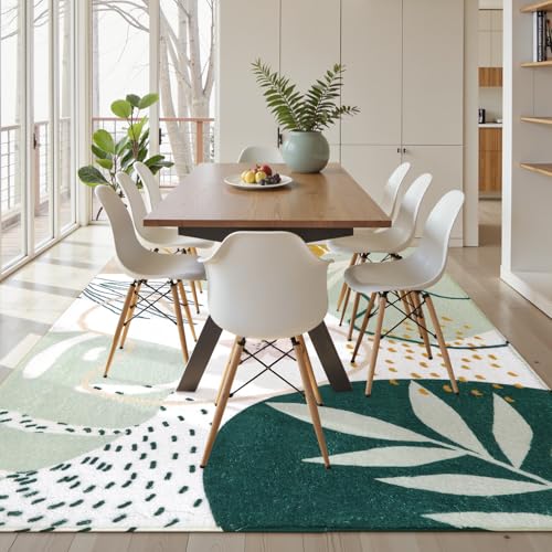 Lahome 8x10 Green Machine Washable Area Rug - Non-Slip Indoor Floor Carpet