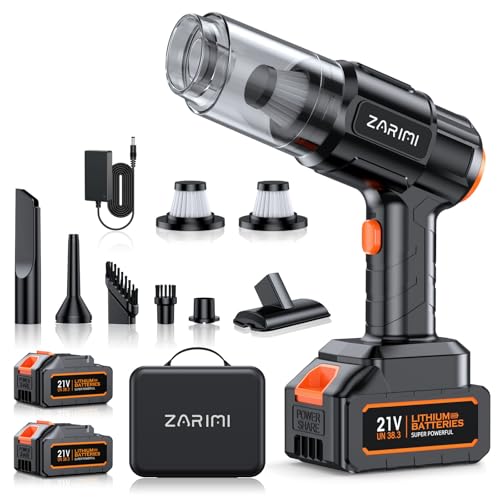ZARIMI Portable Cordless Car & Home Vacuum Cleaner 50,000Pa High Power with 2 Batteries