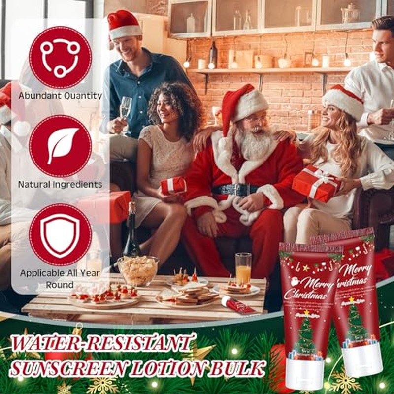 24 Pcs Mini Sunscreen Bulk for Christmas Party SPF 30 Water Resistant Sunscreen Lotion Bulk 1oz Travel Size for Thank You Gifts Christmas Party Supplies