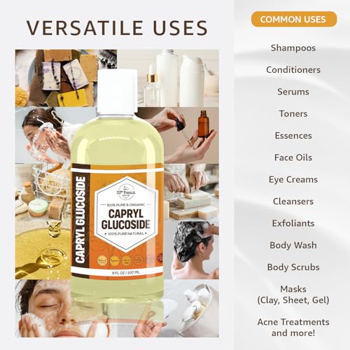 Capryl Glucoside Liquid Surfactant (16 oz) - Caprylyl Natural, Plant Derived, DIY Skin Care - Facial Cleansers, Body Washes, Shower Gels, Foaming, Body Soap, Shampoos, 16 ounce
