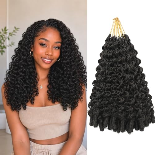 Pre-Looped Burmese Curly Crochet Hair 16 Inch - Natural Black 8 Packs