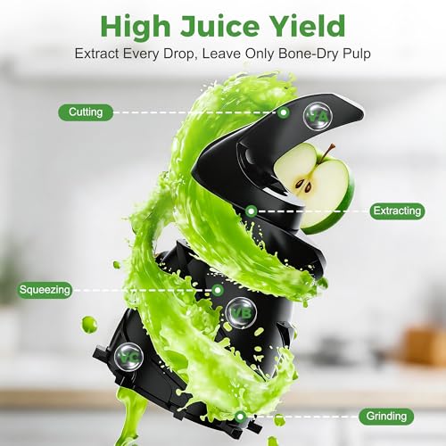 OSTBA 300W Cold Press Slow Masticating Juicer with 5.8-Inch Wide Feed Chute - Black
