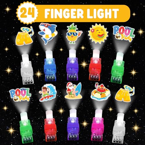 72 PCS Summer Party Favors ? 48 PCS Luminous Tattoos & 24 PCS LED Finger Lights Combo ? Birthday Goodie Bag Fillers, Party Supplies, Gifts Light Up Toys Glow In The Dark for Boys and Girls