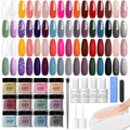 AZUREBEAUTY Dip Powder Nail Kit 32 Colors, Brown Nude Red Glitter Nail Dipping Powder Starter Set System Essential Liquid & Dip Recycling Tray Set for French Nail Art Manicure Salon DIY Home