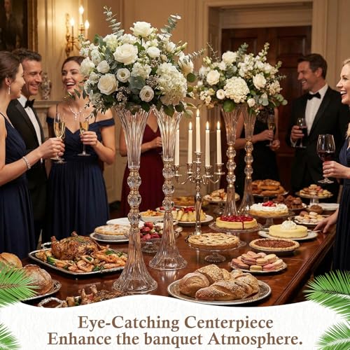 4 Pcs Tall Crystal Acrylic Trumpet Vases for Centerpieces Wedding - Variation of Trumpet Base