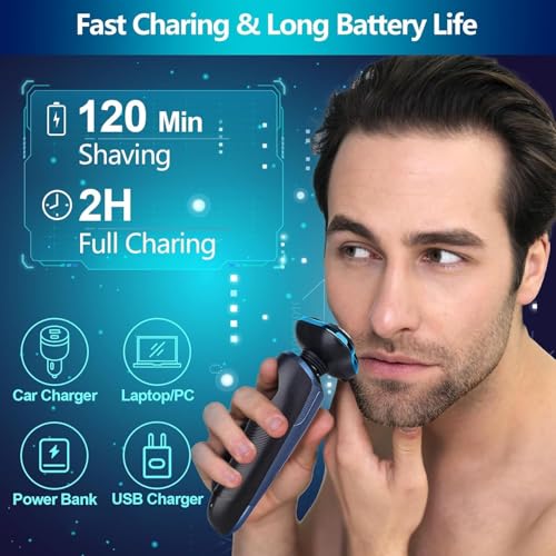 Electric Razors for Men ? 3D Head Shavers, Wet & Dry Cordless Shaver, IPX7 Waterproof with Beard/Nose Trimmer & Face Cleaning Brush, Men¡¯s Shaving Kit, Ideal Gift for Men