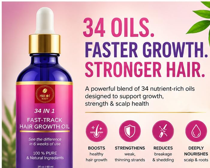 MAKOF BEAUTY Hair Growth Oil 34-in-1 Rapid Nourishing Scalp Treatment - 2 fl oz