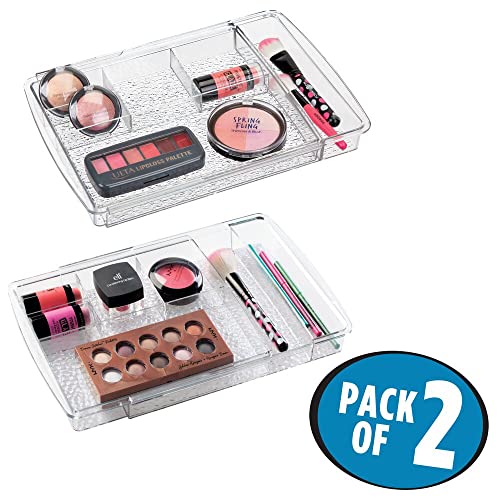mDesign 2-Pack Expandable Clear Makeup Organizer for Bathroom & Vanity Drawers