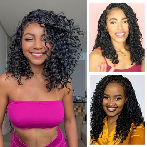 FIRSTCYH HAIR Boho Crochet Box Braids 8 Inch 1B - 8 Packs for Black Women