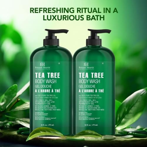 Botanic Hearth Tea Tree Body Wash & Shower Gel Pack of 2 - 16 Fl Oz Each - Refreshing & Gentle for Daily Use