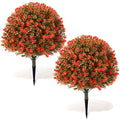 Fall Orange Topiary Boxwood Ball Tree 27 Inch - Pack of 2, Outdoor & Indoor Decor